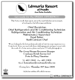 Lemuria Resort of Praslin recruitment advert 2005