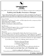 Lemuria Resort of Praslin recruitment advert 2003